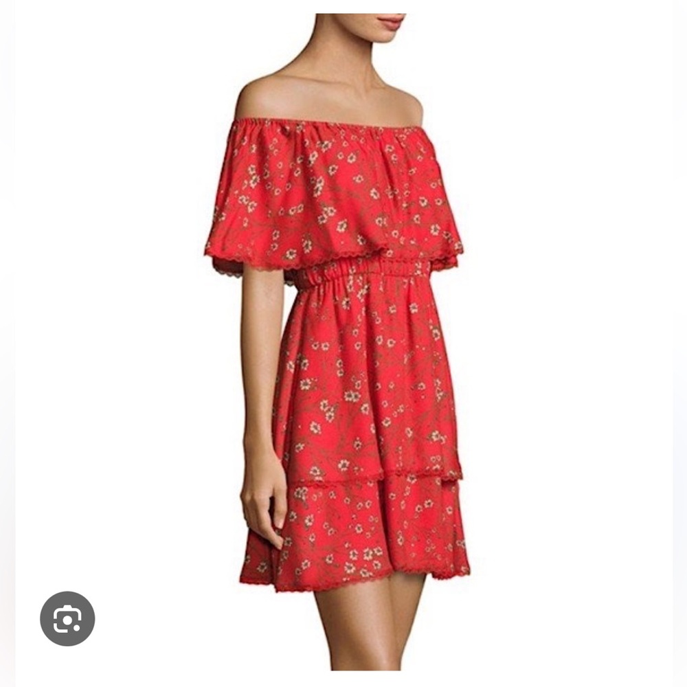 Alice + Olivia Tylie Tiered dress red
